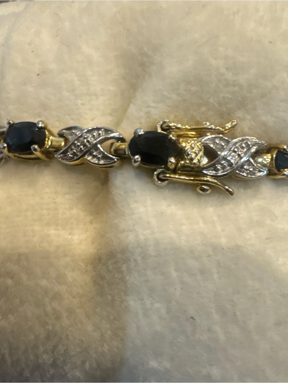 Sterling silver gold tone Sapphire Link Bracelet‎ - Elegant Women’s Jewelry